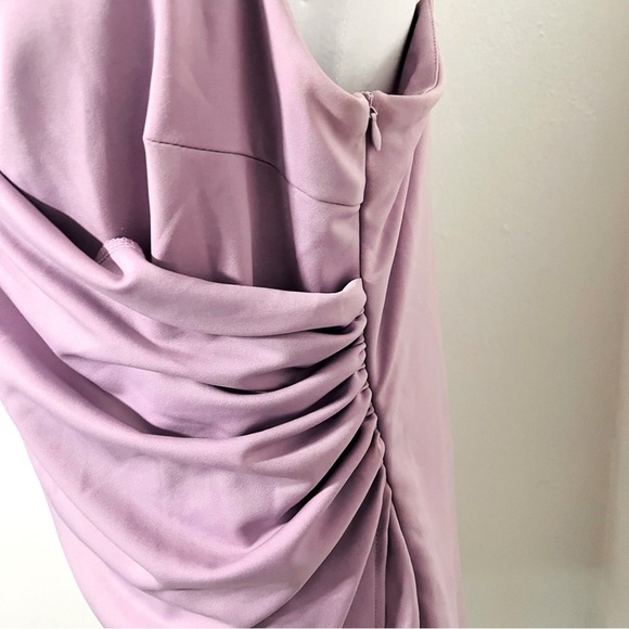 Unbranded Women’s Lilac Plus 2XL Bodycon V-Neck Mini Ruched Dress Side Zip - Picture 4 of 8
